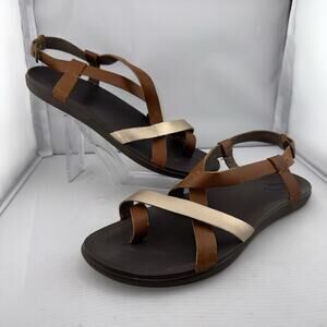 Olukai Upena - W Slingback Leather Sandal Women 8 Beach Summer Tan Brown Comfort